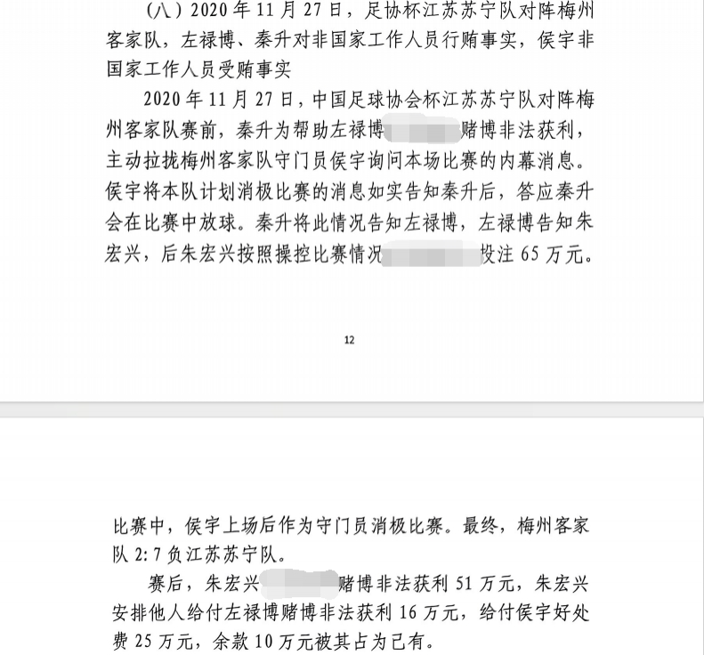 網(wǎng)傳判決書：足協(xié)杯梅州2-7江蘇，梅州門將侯宇收25萬消極比賽